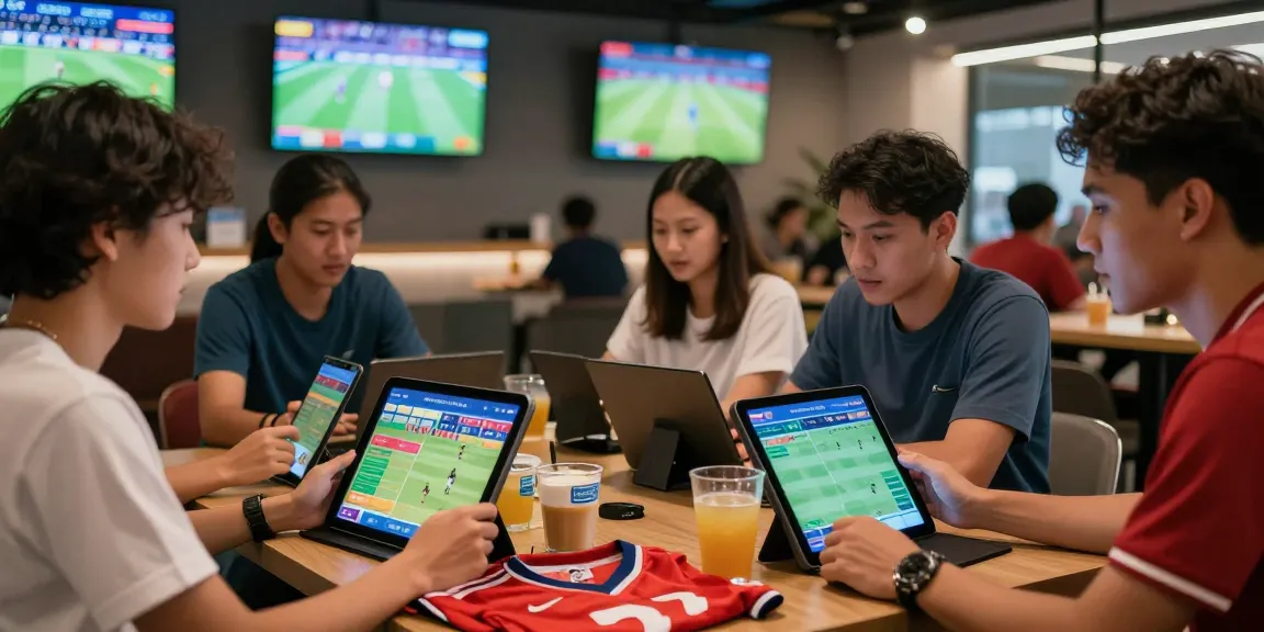 Engaged bettors enjoying Taruhan Mix Parlay Bola88 in a vibrant sports lounge setting.