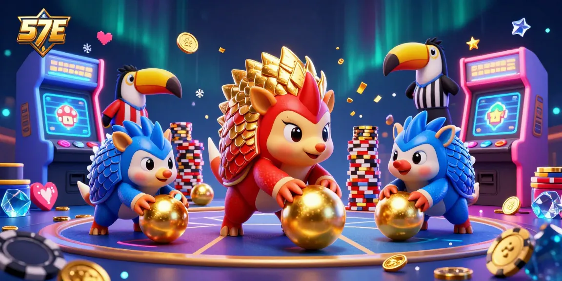 Engaging illustration of 57 E with panda rivals competing in a vibrant casino-themed game.