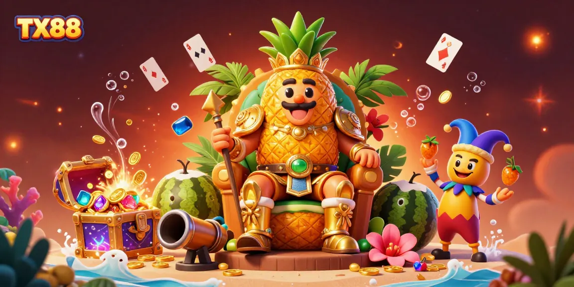 Experience the TX88 thrill with vibrant casino characters and treasure-filled underwater scenes.