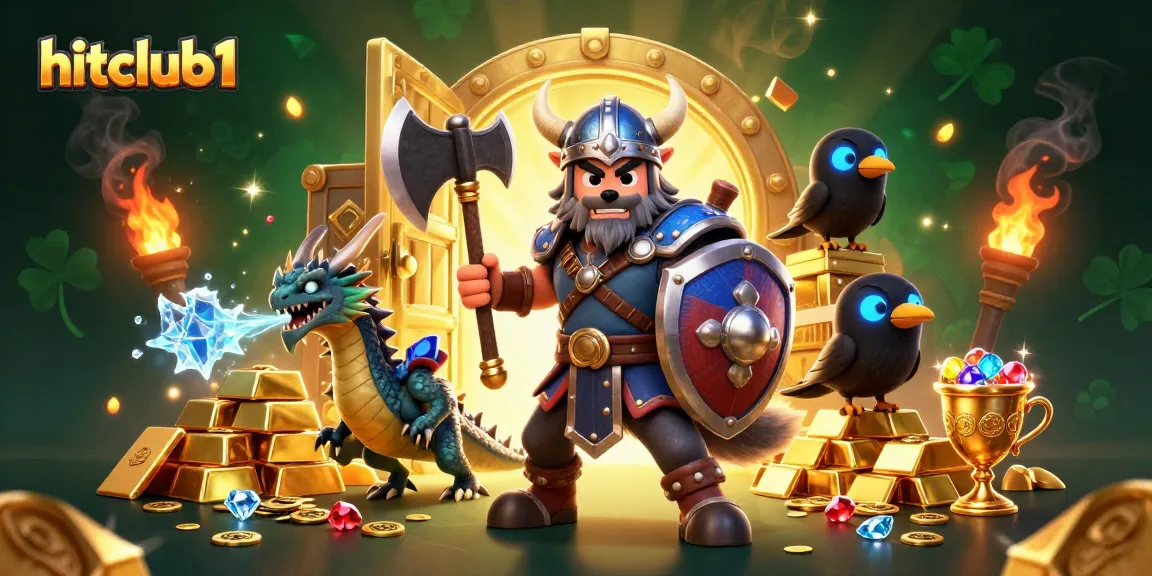 Experience thrilling gaming action at hitclub1 with vibrant treasure-filled illustration featuring dynamic characters.
