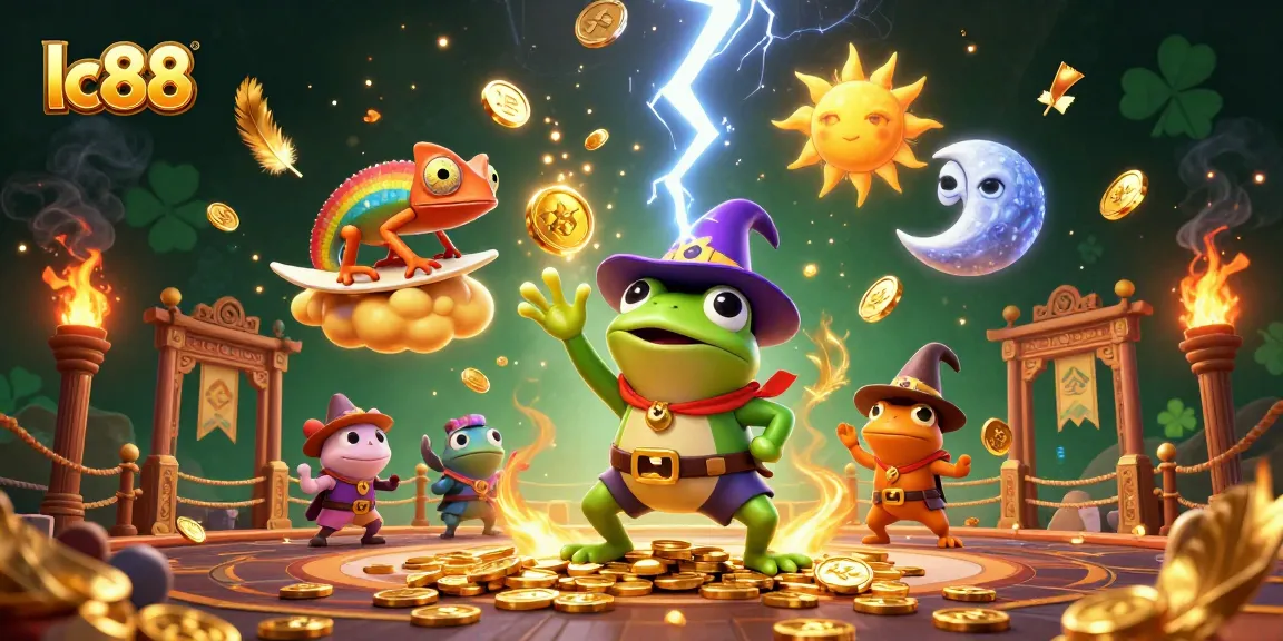 Experience exciting gaming action at lc88 with golden coins and vibrant characters in a dynamic casino scene.