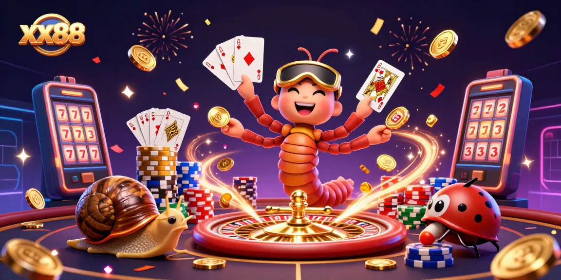 Experience excitement at xx88 with this vibrant casino illustration featuring diverse gaming elements.