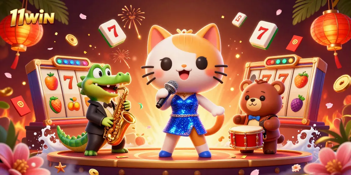 Experience thrilling games at 11WIN with a vibrant casino scene featuring dynamic characters.