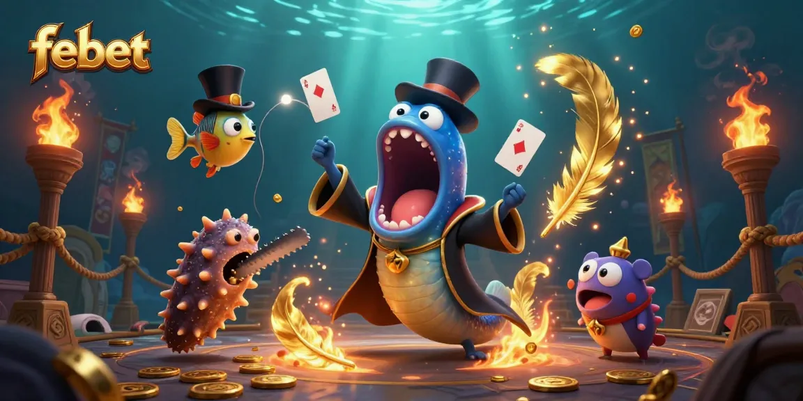 Experience epic gameplay with febet, featuring a magical underwater casino scene with dynamic characters and effects.