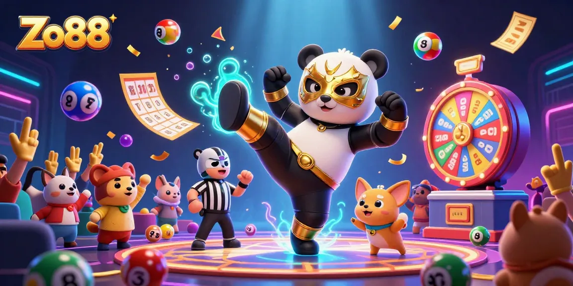 Experience thrilling Zo88 lottery excitement with vibrant characters and dynamic elements in a lively casino scene.