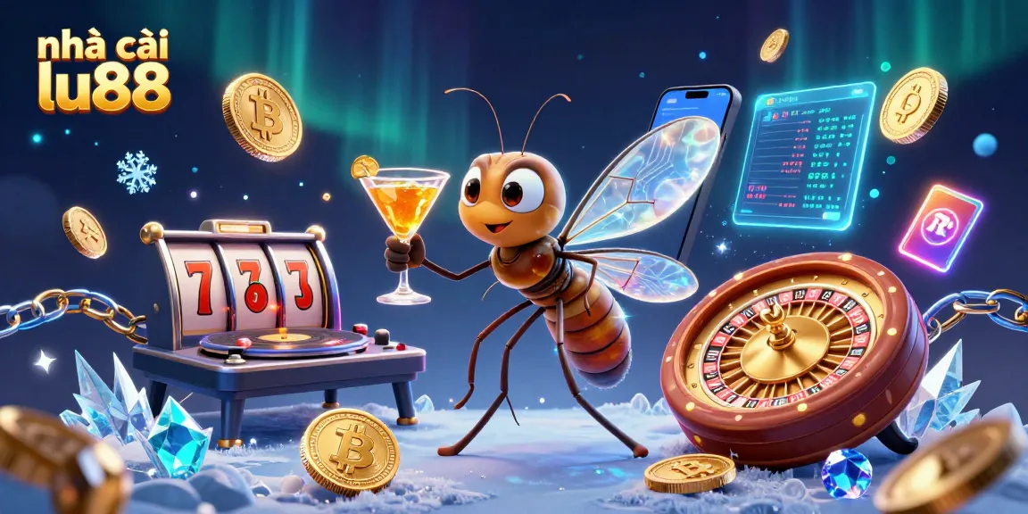 Experience the vibrant energy of nhà cái lu88 with unique casino-themed characters and crypto elements in a dynamic scene.