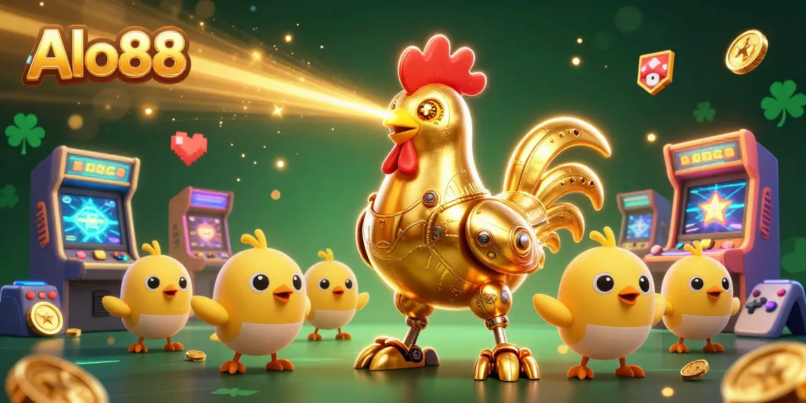 Alo88 invites players to enjoy thrilling laser-shooting games with a golden rooster robot and adorable chick drones.