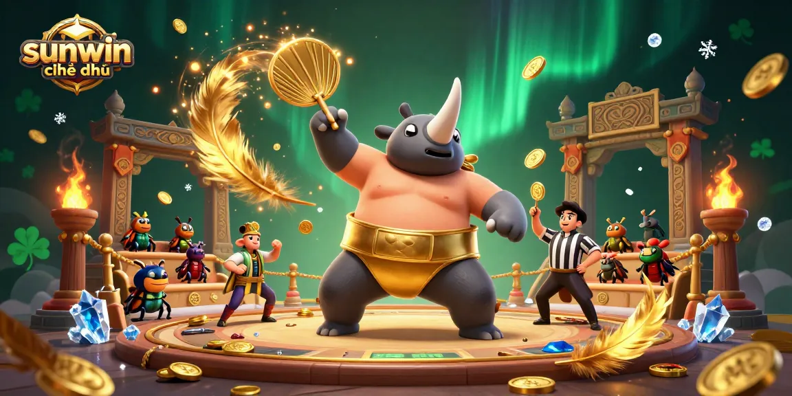 Watch the sunwin chính thức champion beetle unleash his power amid flying coins in this vibrant casino scene.