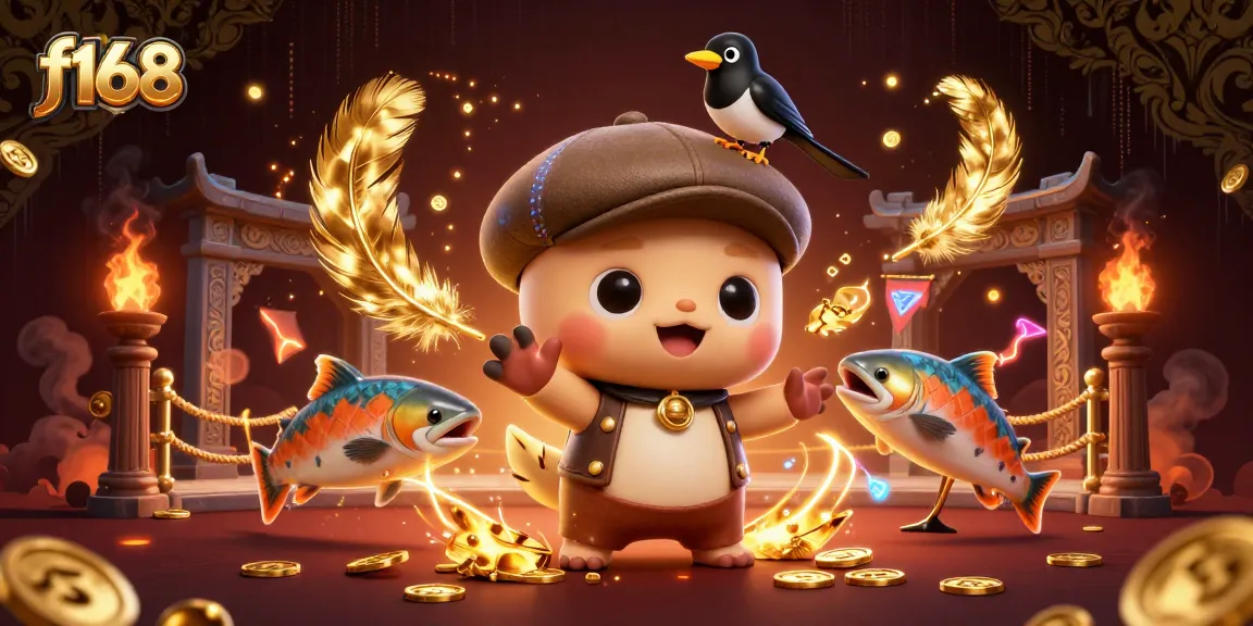 Engage in thrilling gaming at f168 with a fun illustration featuring playful characters!