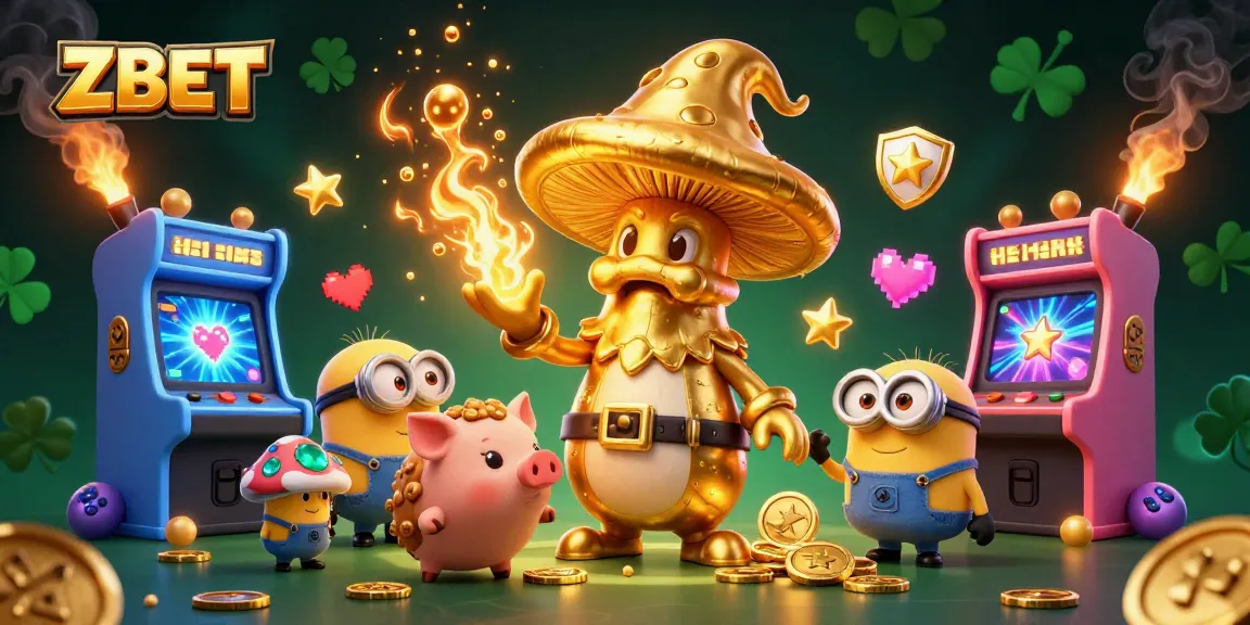 ZBET players winning big at a vibrant casino scene filled with colorful gaming elements and golden treasures.