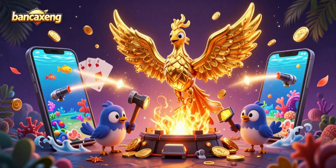 Experience bancaxeng with an electrifying golden phoenix and immersive fish shooting game elements.
